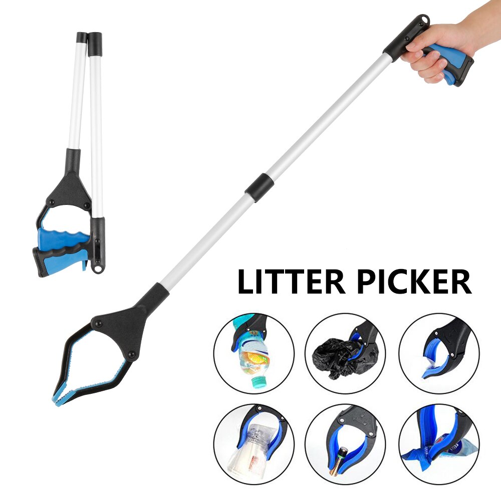 Foldable Trash Picker Extra Long Grabber Reacher Reaching Assist Tool Collapsible Trash Litter Pick Up Garden Picker: Default Title