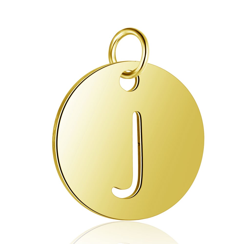 5 stuks PVD Gold Filled 26 Beginletter Naam Rvs Charm Real 316 Steel DIY Charms DIY Sieraden charms: J