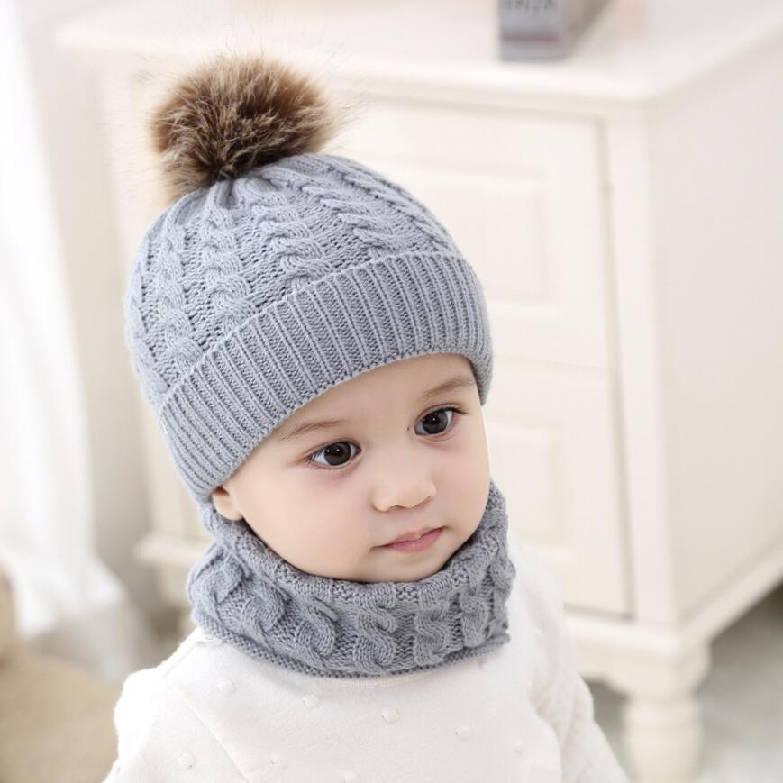 Winter Baby Girls Hats Scarf Set Soft Warm Children Pompom Accessories For 0-2 Years Kids Spring Autumn Caps