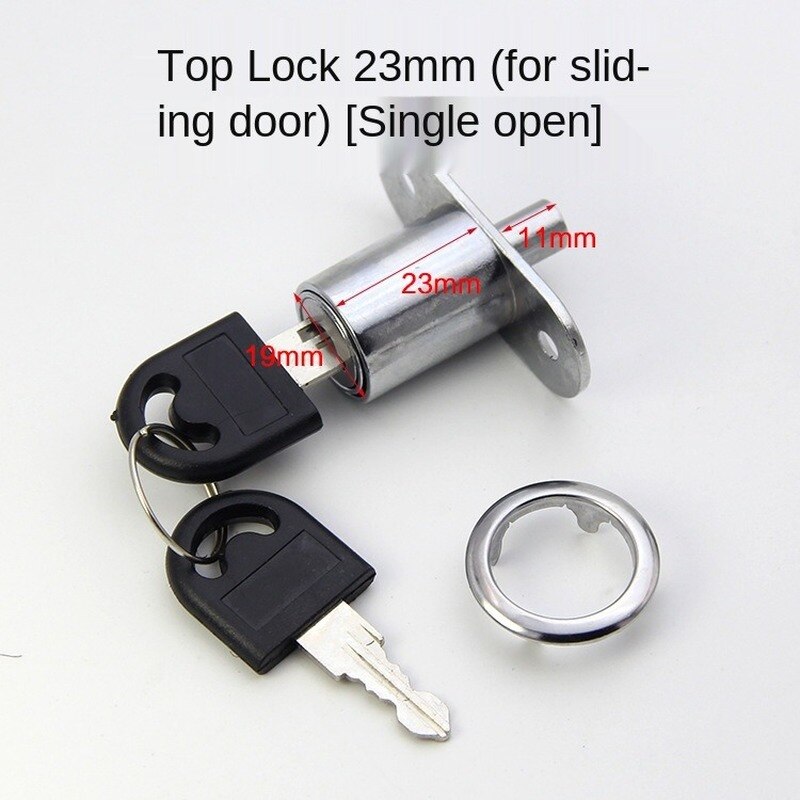 Drawer Push Lock Sliding Door Showcase Cupboard Cabinet Locks Window Security Chain Furniture Hardware With 2 Keys