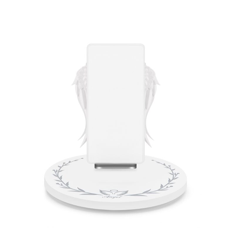 Base de carga inalámbrica LED Qi, 10W, Cargador rápido de alas de Ángel para móvil