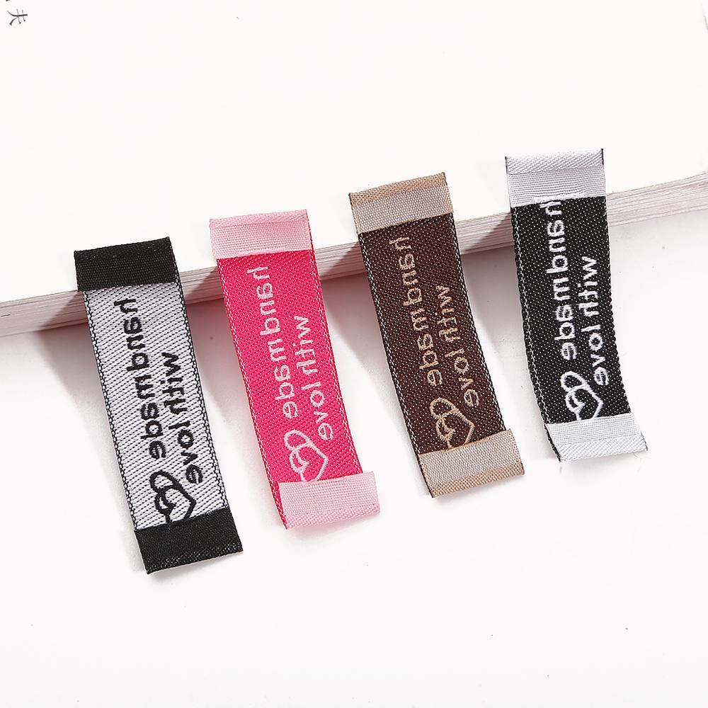 20 stk / parti 50 x 15mm håndlavede tags vævet trykte etiketter tøj beklædningsgenstand diy tags håndværk sy tilbehør