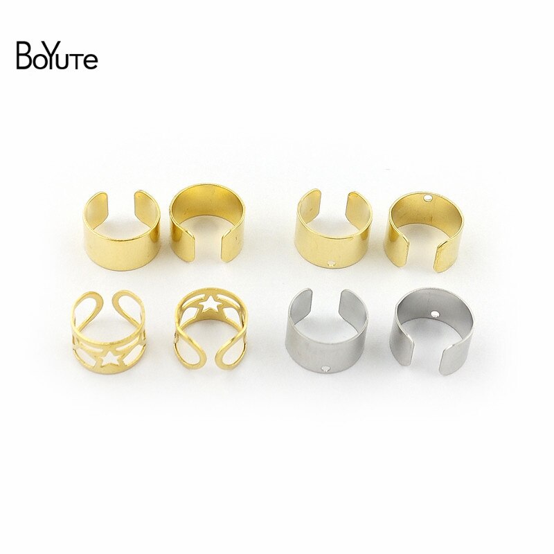 BoYuTe-pendientes de Metal Simple de latón y acero inoxidable, joyería ajustable, 10 unids/lote