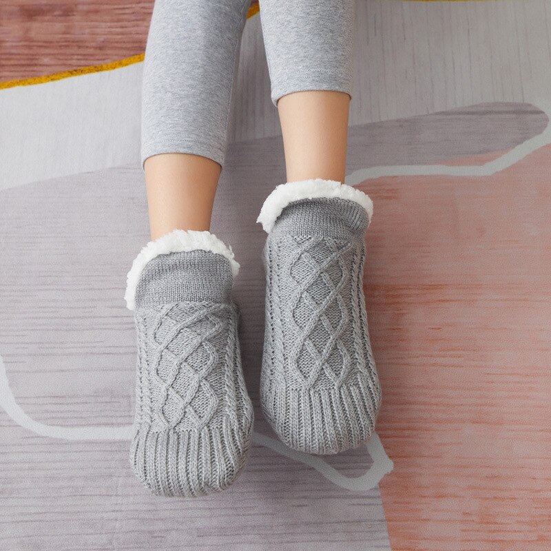 Calcetines gruesos de algodón para el hogar, medias antideslizantes para dormir, zapatos cálidos de invierno para dormitorio, para niñas, novedad: 06 / 28CM