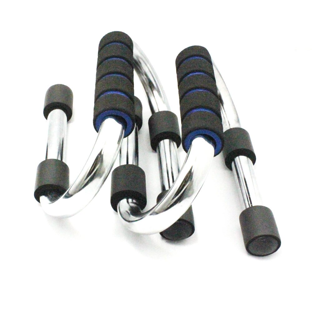 Udoarts push-up barer - kraftigt krom stål pushup stativer med behageligt greb og skridsikre barer (1 par): Blå