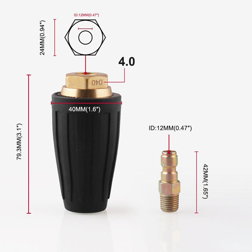 OLOMM 1/4" High Pressure Quick Connect Rotating 360 Degree Turbo Nozzle 3000PSI2.5-4 GPM for High Pressure Washer OT301: 040