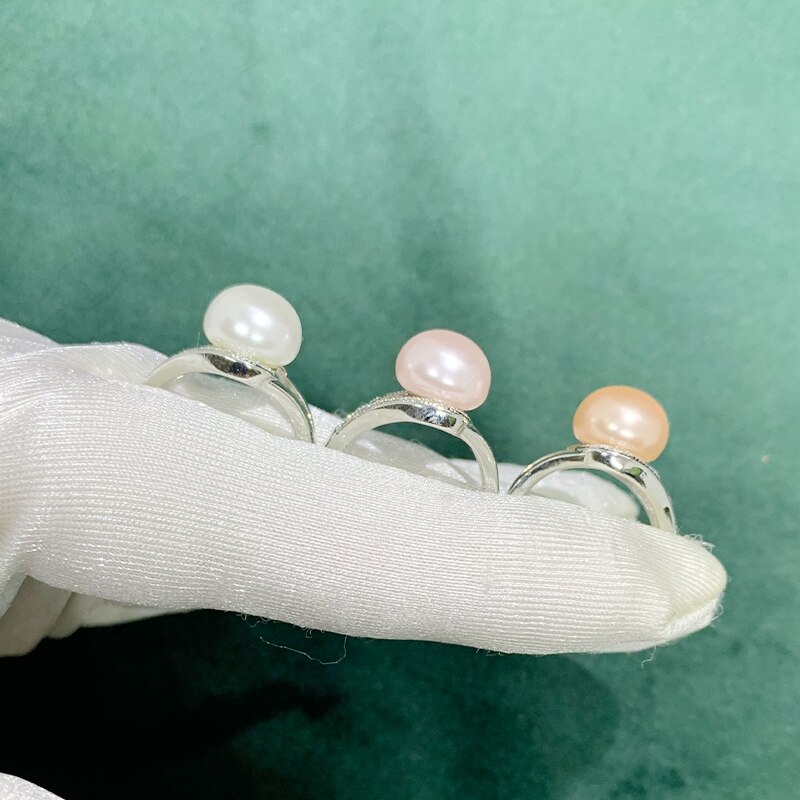 Slovmi Parel Sieraden Zilveren Natuurlijke Zoetwater Wit Paars Geel Kleuren Parel Vrouwen Ring Wedding Party Accessoires