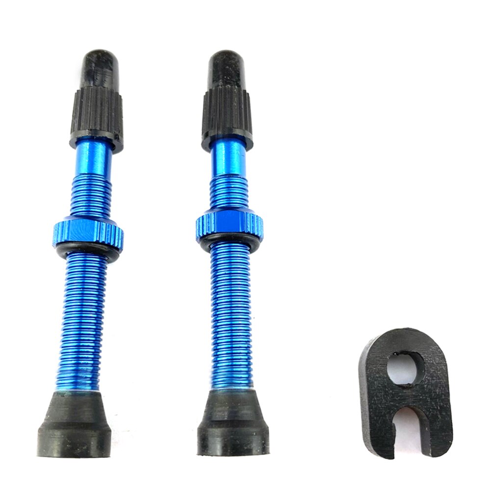 1 Pair 60mm Aluminum Alloy Stem French Presta Valve + Tool for MTB Road Mountain Bike Bicycle Tubeless Tire Tyre Accesories: Blue