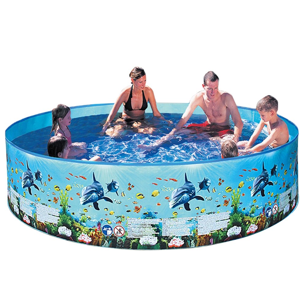 Portable Foldable Outdoor Swimming Pool, Round Heavy Duty PVC Outdoor Swim Pool Bathing Tubs