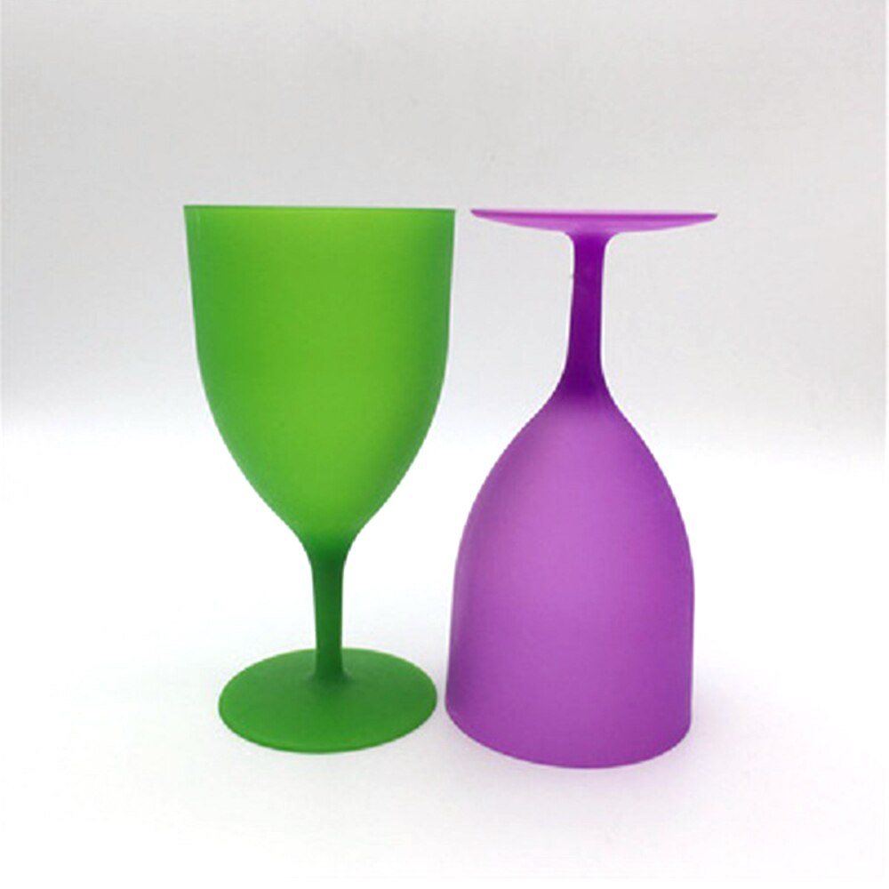 6PCS 300ML Plastic Wine Glass Goblet Cocktail Champagne Cup Colorful Frosted Glass For Party Picnic Bar Beer Whiskey Drink Cup