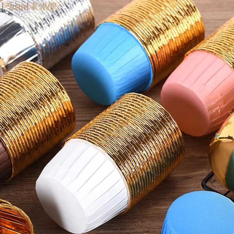 50Pcs Large 5039 Aluminum Foil Wrapper Paper Gold Cupcake Liner Baking Cup Muffin Cupcake