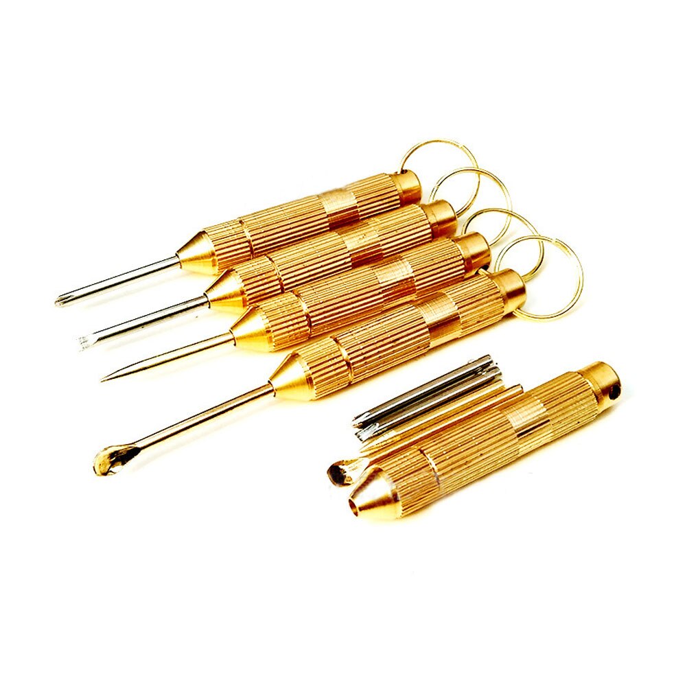 Portable 4in1 Multi Tool Set Copper Cross Screwdriver Toothpick Ear Pick Pin Key Chain Easy to clean
