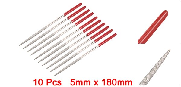UXCELL Red Plastic Handle Rock Diamond 5mm X 180mm Round Needle File Files - Ali