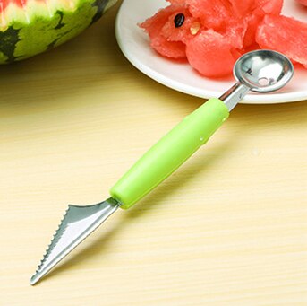 Cuchara de excavación de bolas de helado 2 en 1, herramienta de sandía, melón, fruta, tallado, Diy, surtido de platos fríos, accesorios de cocina, 1 ud.: 2