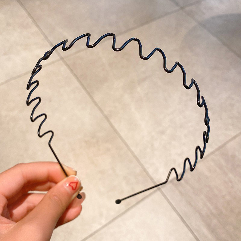 1 st hårband unisex vågformat hårband ansiktstvätt huvudbonad hårring enkelhet halkfri svart metall spiralband: Silver-