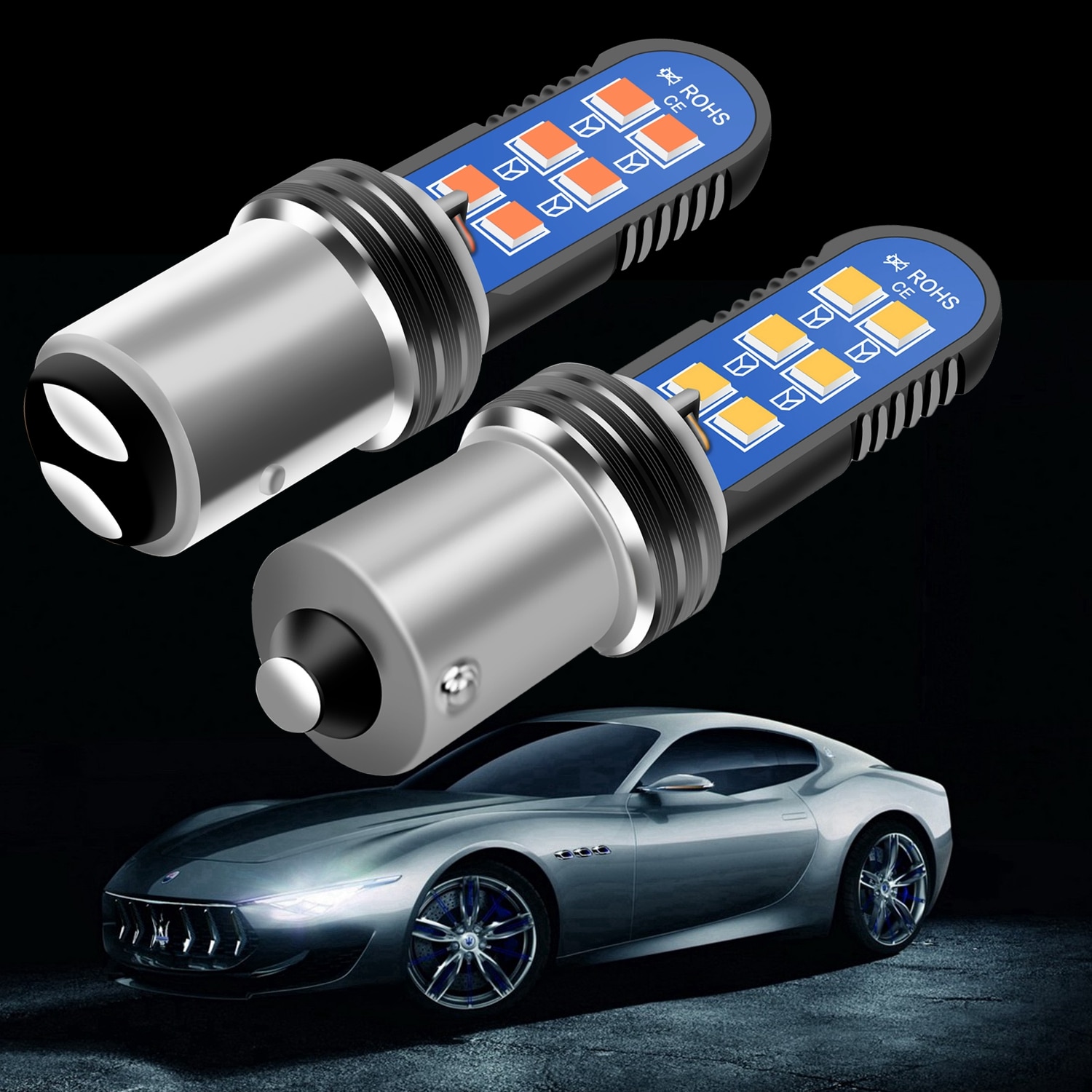 Bombillas LED superbrillantes para coche, luz de marcha atrás de 12V, 2 piezas, BAY15D P21/5W 1157 BA15S P21W BAU15S 1156