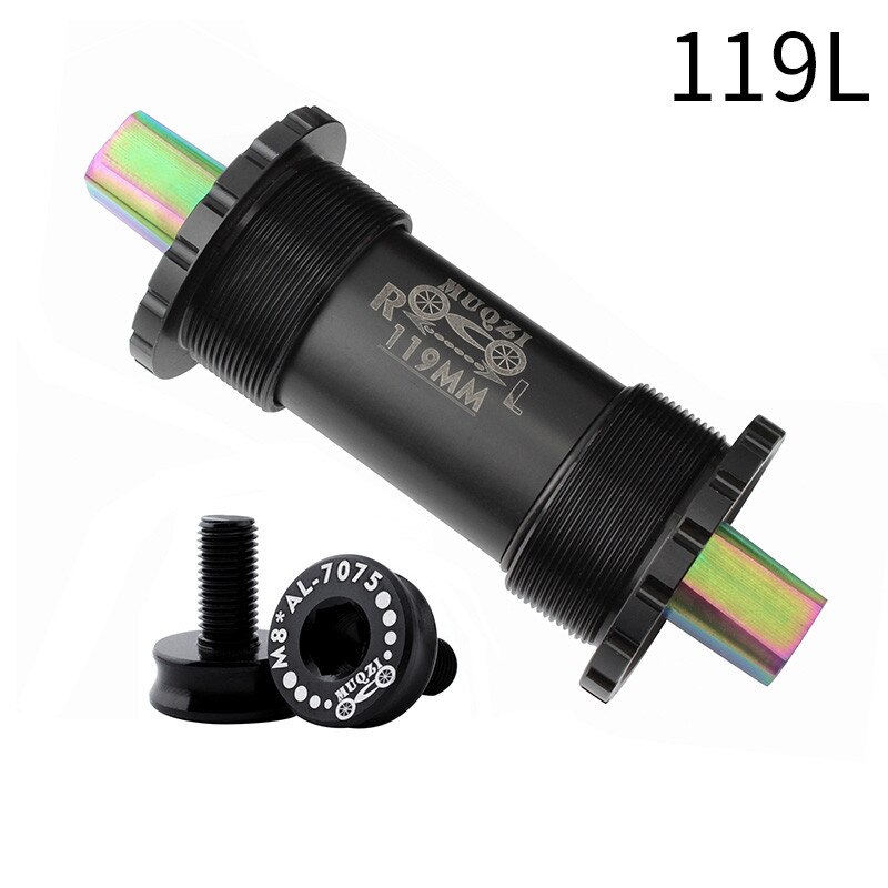 Mountain Bike Titanium Alloy Square Hole Ceramic Bottom Bracket 103/107/110/113/119/122mm Folding Road Bike Bottom Brackets: Black-119mm