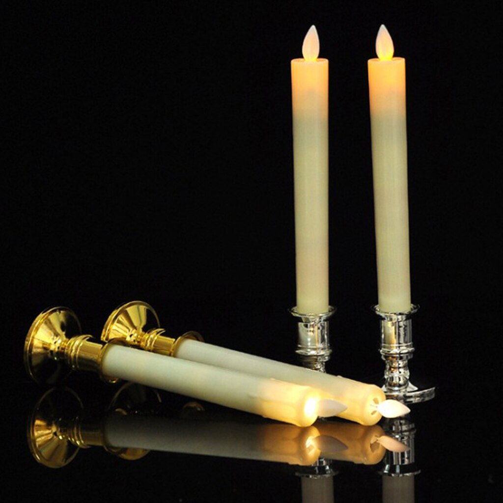 2 stk realistisk led svingende flamme dansende voks dryp lys med holder jule bryllup dekoration