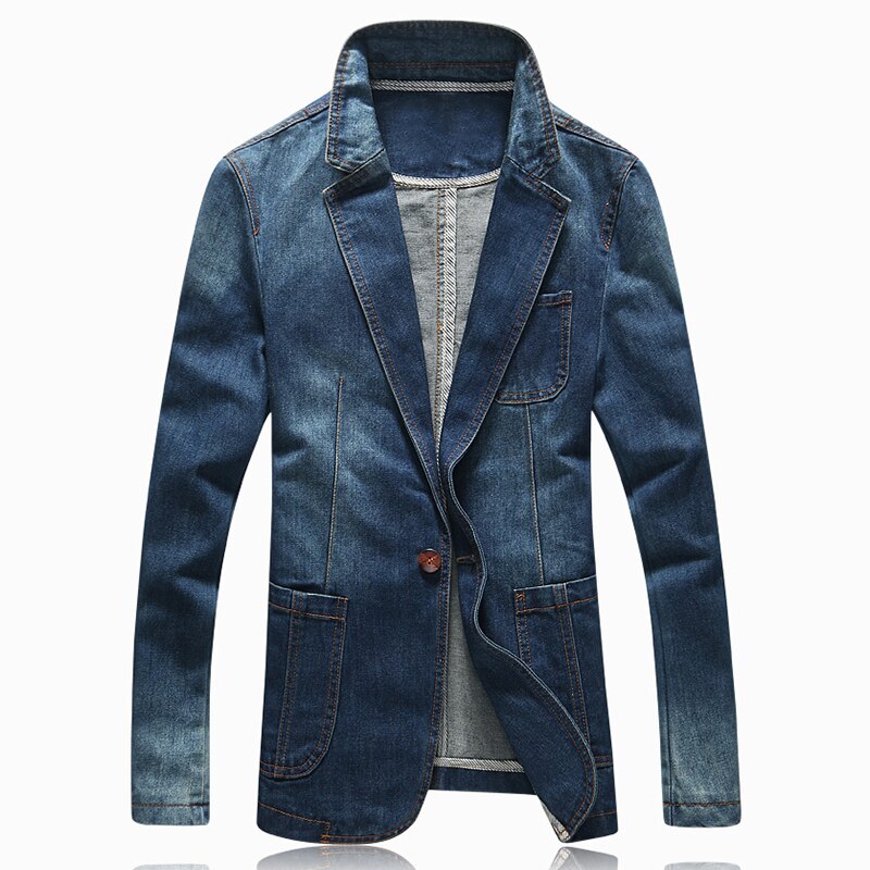 XIU LUO 3XL Spring Brand Men Blazer Men Trend Jeans Suits Casual Suit Jean Jacket Men Slim Fit Denim Jacket Suit Men