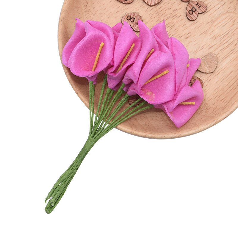144 Stuks Mini Schuim Calla Lelie Kunstbloemen Boeket Voor Bruiloft Decoratie Home Decor Handgemaakte Cadeau Taart Kaart Bloemen Ambachten: L03 rose red