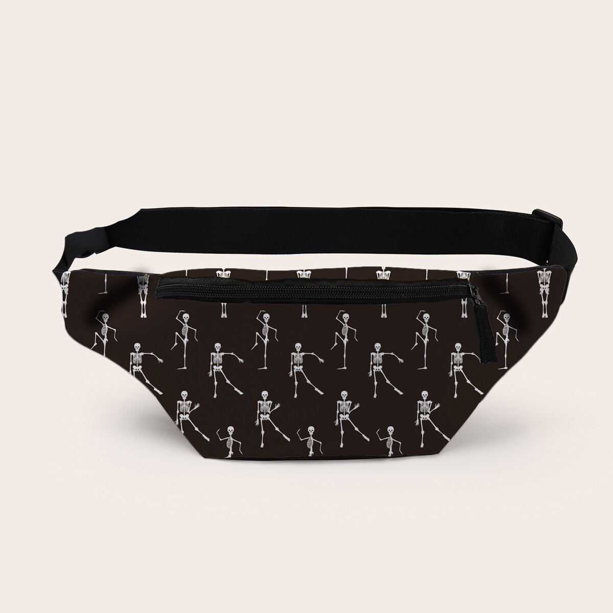 Deanfun heuptasje met print van dansend skelet, unisex zwarte ritszakken met persoonlijkheid 18075: Default Title