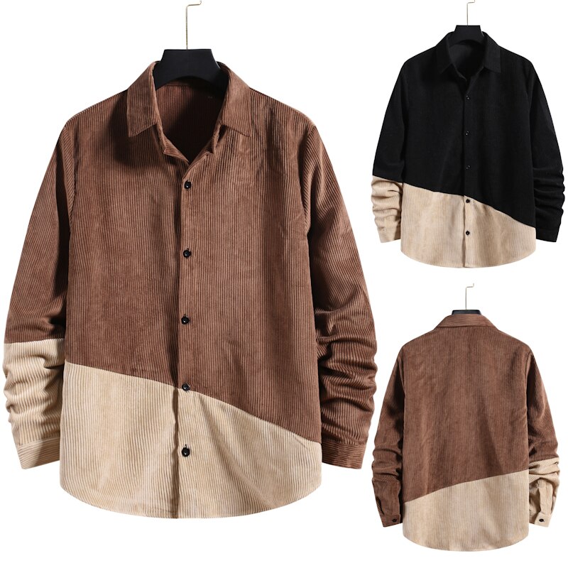 Winter lange mouwen zakelijk sociaal overhemd patchwork kleur plus size werkblouse merkkleding