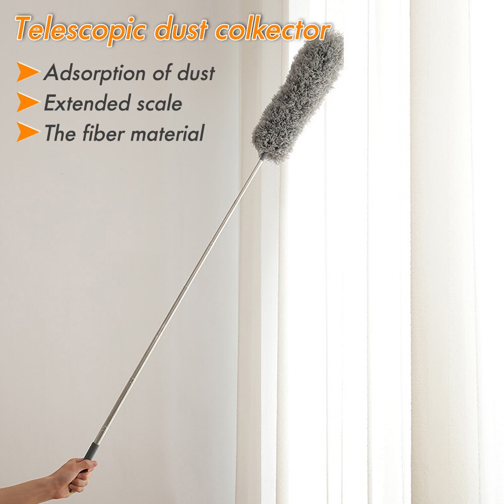 Extendable Feather Duster With Telescopic Pole Stainless Steel Microfiber Duster Soft Cleaning Cobweb Cars Home Cleaner