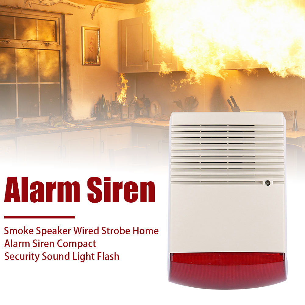 High Power Flash Home Security Alarm Siren Wired Strobe Accessories Anti Theft Compact Sound Light Outdoor Indoor Smoke Speaker