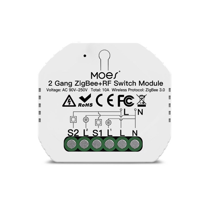 Tuya ZigBee 3.0 Smart Light Switch Relay Module 2 Gang Zigbee+rf Switch Module Remote Work With Alexa Google Home Switch Module: 2pcs