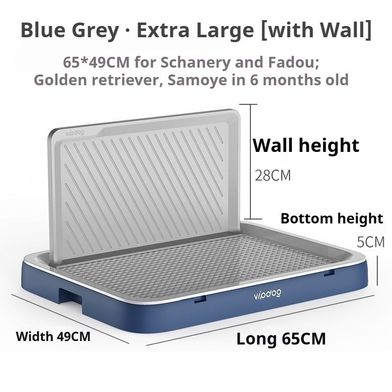 Large Indoor Dog Toilet High Walls Pet Potty Training Dog Urinal Toilet Anti Stepping Puppy Litter Box with Grid Pets Supplies: Light Grey