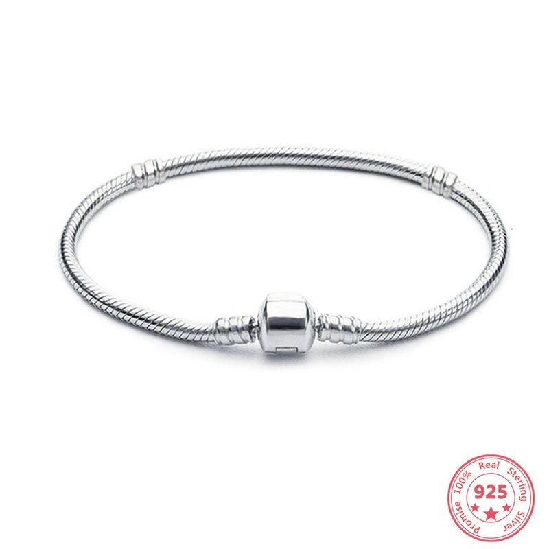 925 sterling sølv langt slangekæde armbånd pulseira feminina smykker til kvinder 16cm- 22 sølv 925 smykker ædelsten armbånd