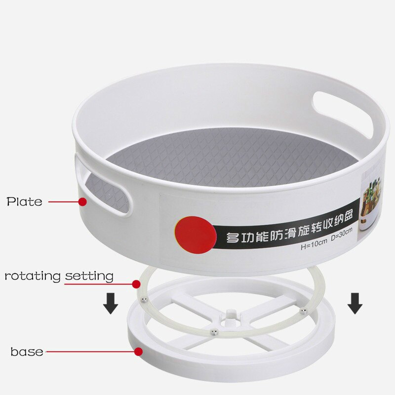 Bandeja de almacenamiento rotativa antideslizante multifunción, estante de plástico giratorio para cocina, baño, , escritorio de cosmética con rotación de 360 grados