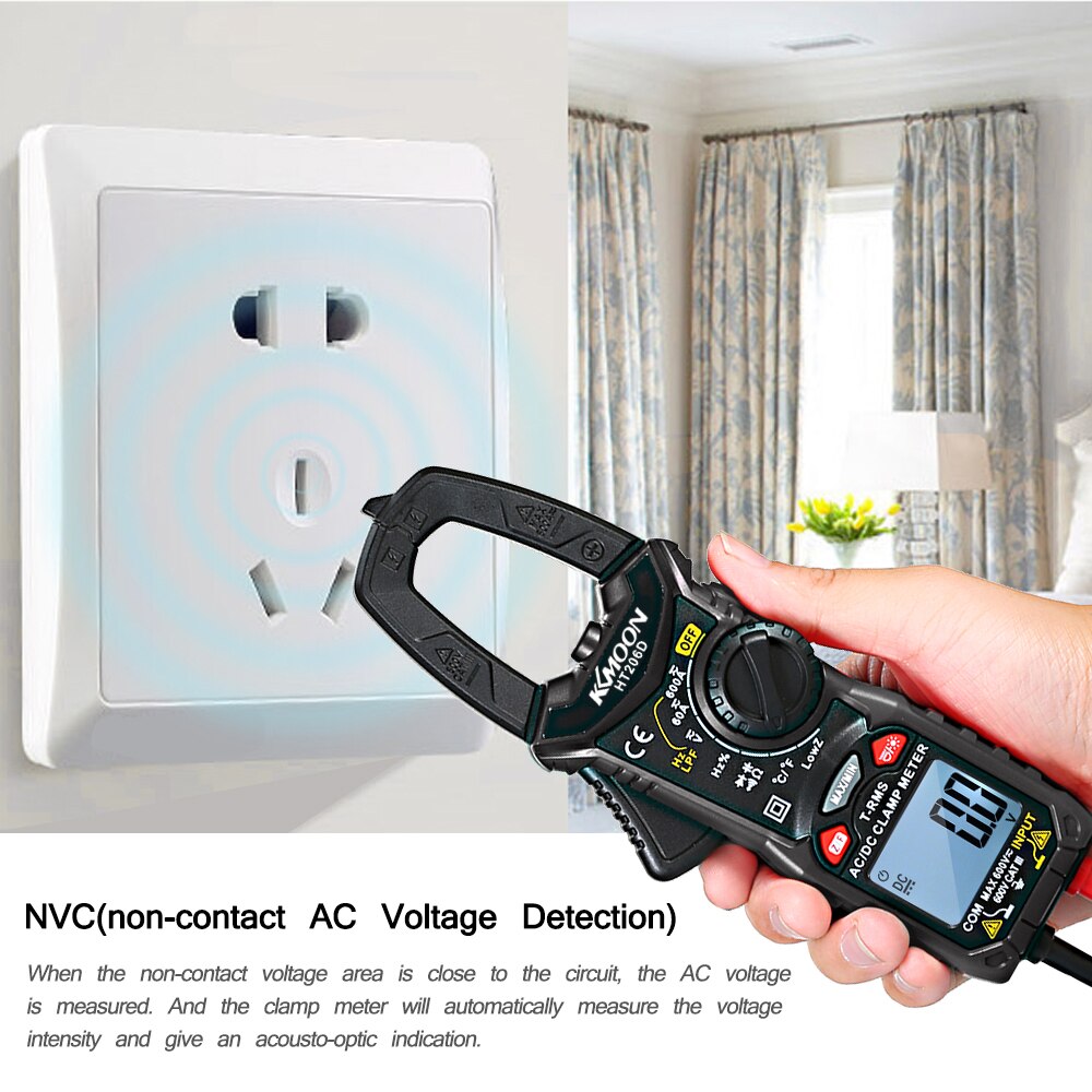 HT206D Digital Clamp Meter Multimeter Current Clamp Pincers AC/DC Voltage Resistance Tester Measuring Tools