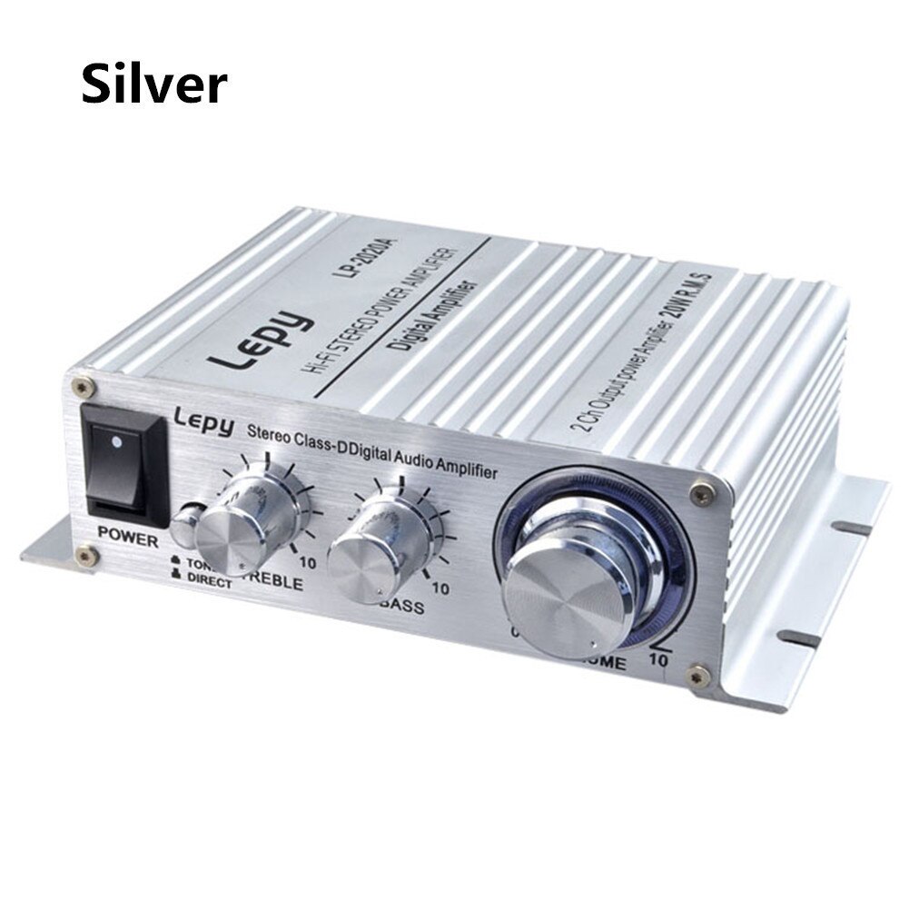 Auto Versterker Digitale Hoogwaardige Kleine eindversterker ONS Standaard Voeding 3A EU/US/UK plug Zwart, zilver LP-2020A