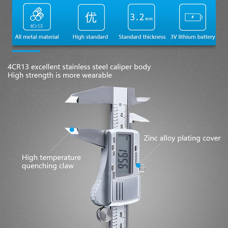 Stainless Steel Digital Caliper 150mm Industrial Electronic All Metal Vernier Caliper High Precision Measuring Digital Caliber