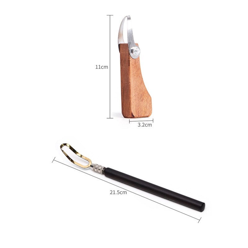 Clay Scraper Carving Tool Pottery Ceramics DIY Wooden Handle Ring Scraping Trimming Knife Polymer Clay Sculpture Modeling Tool: 2pcs set