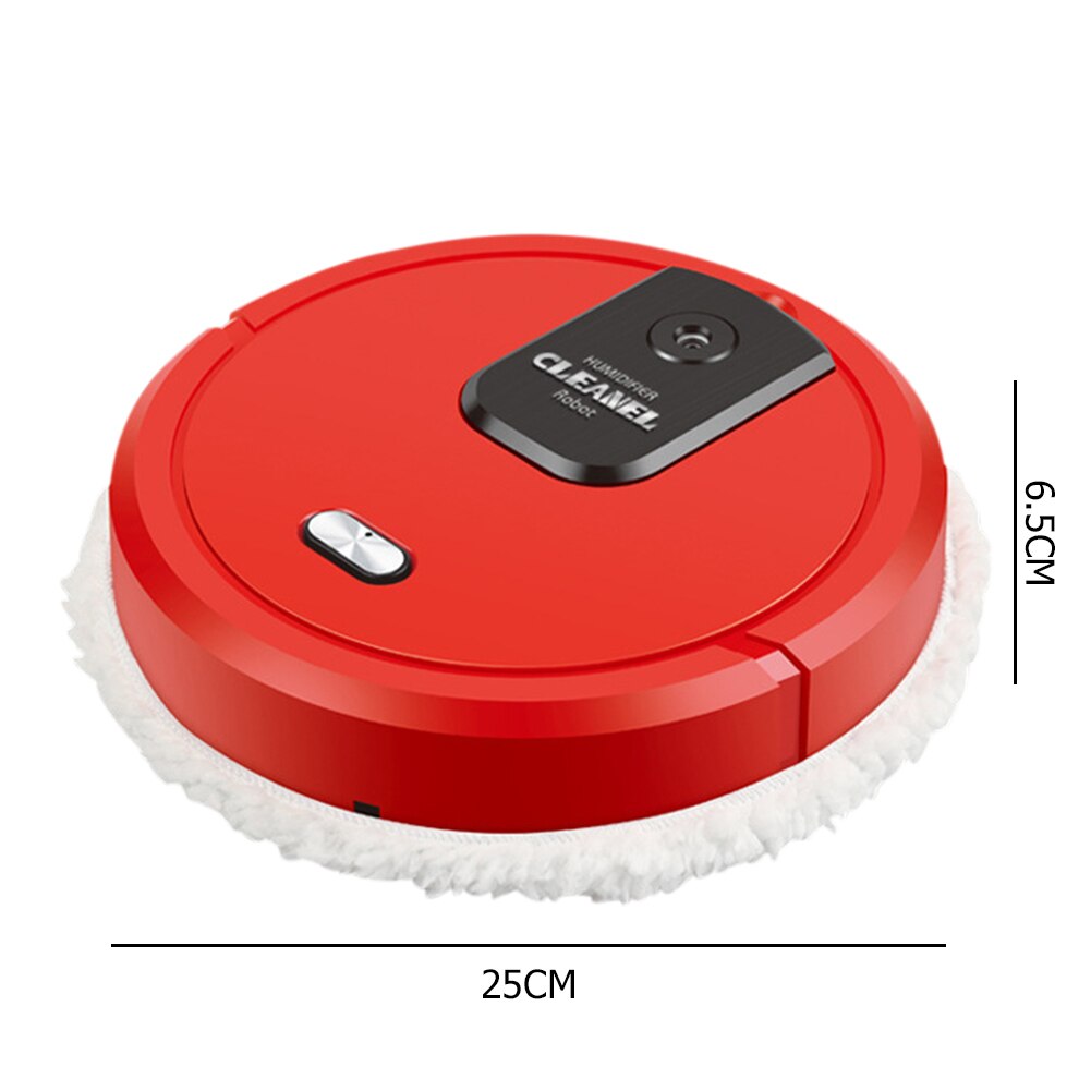 Household Automatic Sweeping Robot USB Charging Mopping Cleaning Machine Rotary Humidifying Vacuum Cleaner Lazy Robotic: Red