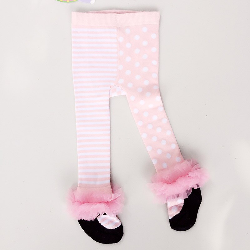 Baby Girl Tights Cotton Newborn Tights Pantyhose Autumn Winter Bow Lace Baby Stockings Toddler Infant Baby Meisje Tights: pink dot / 0 to 1year