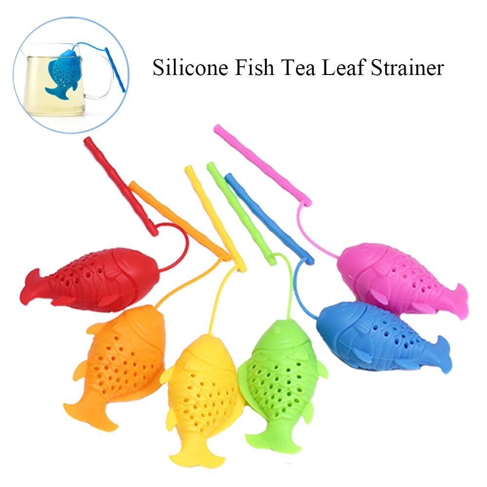 1 stk tebladssi silikone fiskeform infuser til teposer urtekrydderi filter diffuser tekande mini køkkentilbehør