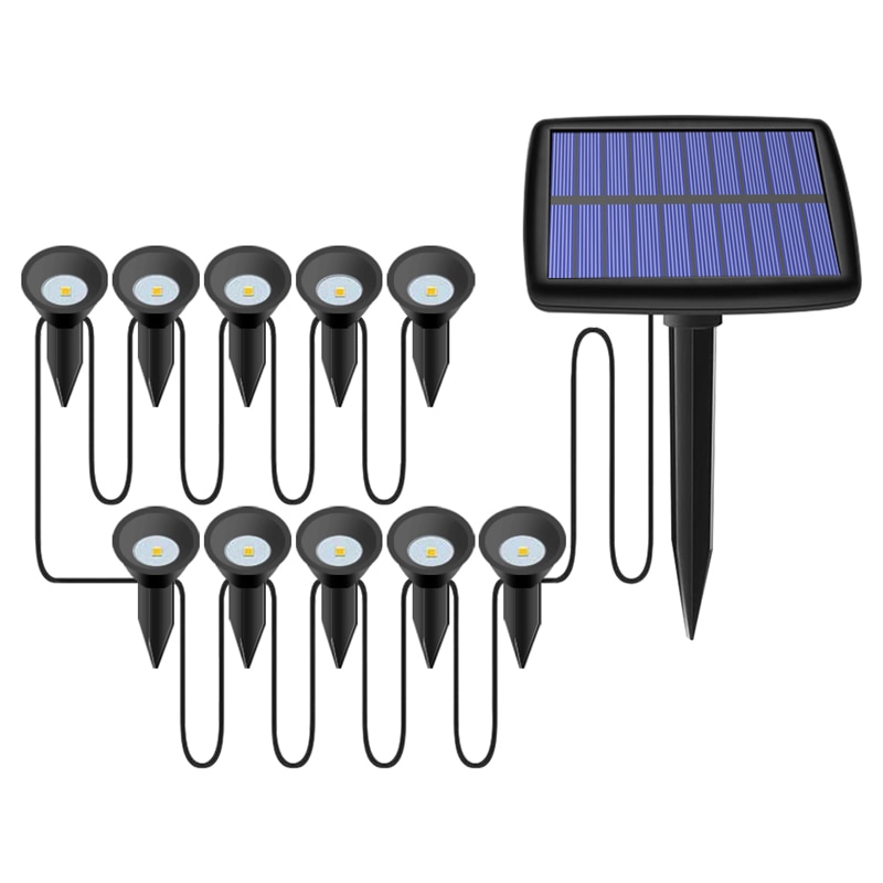 Style Garden Lawn Solar Powered Outdoor LED Spike Light Path Landscape Waterproof IP65 Mini Solar Flood Lawn Lamp: 10 in 1