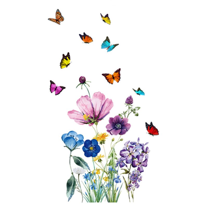 Calcomanías de vinilo anticolisión para ventana, calcomanías florales de pájaros, pegatinas de vidrio de mariposa, decoración del hogar, sala de estar, sin pegamento