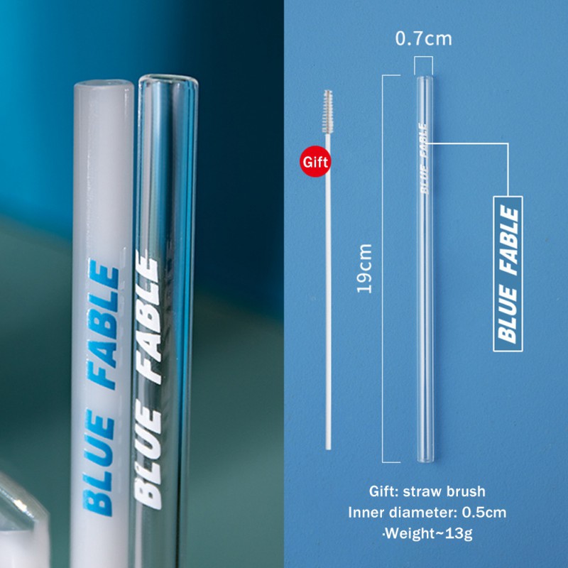 Cute Printed Glass Drinking Straw Eco Friendly Reusable High Borosilicate Glass Straw For Smoothies Cocktails Bar Accessories