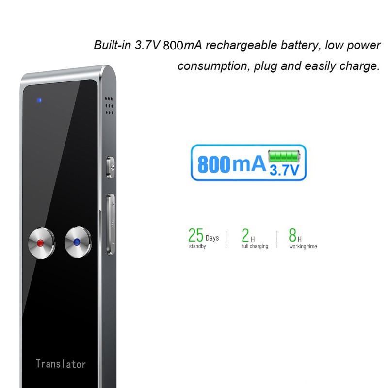 Portable T8 Plus Smart Voice Speech Translator Two-Way Real Time Multi-Language Translation for Learning Travel Business Meet