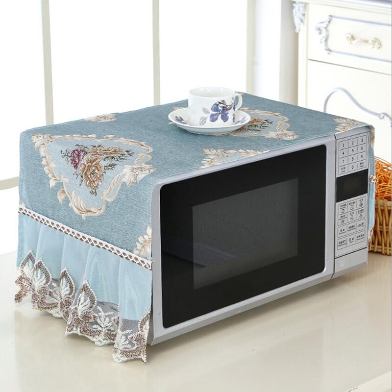 Lace Dust Cover Wear Resistant Cloth Dustproof Cloth Durable Kitchen Decoration Luxury Dust Cover Microwave Oven Covers: blue