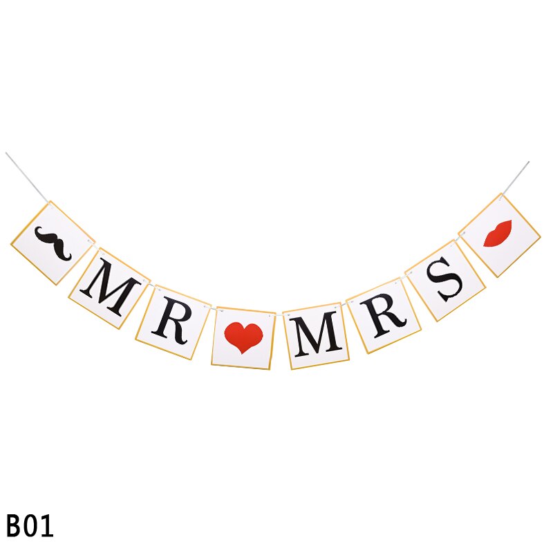 Bruidsvlaggen, slingers, mr. & mrs-banners, vlaggen, accessoires voor verlovingen, decoraties voor bruiloften en feesten.: B01