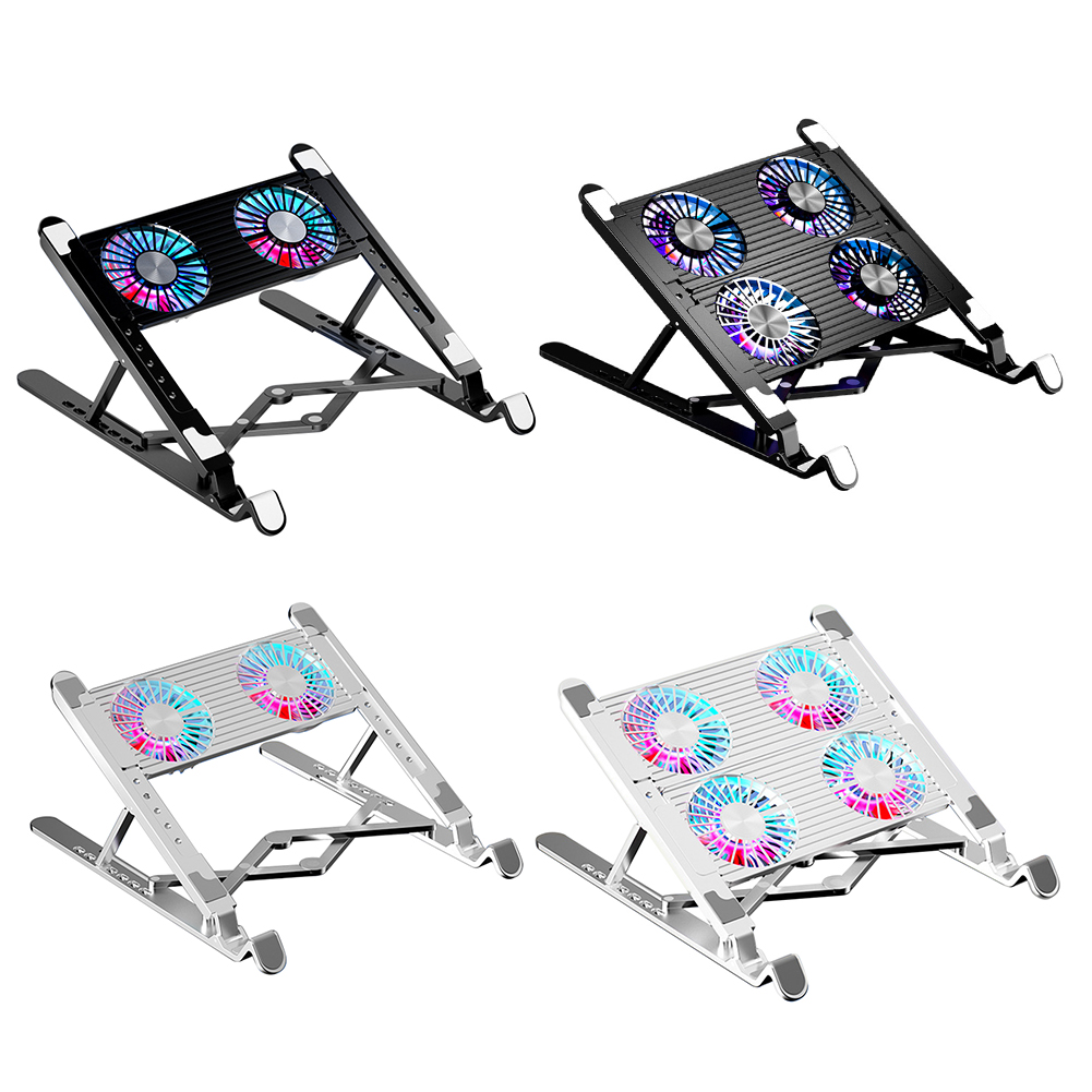 Laptop-Lüfter mit 2/4 Lüftern, leiser Spielen-Laptop-Kühler, RGB, 7 Höer, tragbarer Laptop-Halfter für 11–17,3 Zoll Laptops