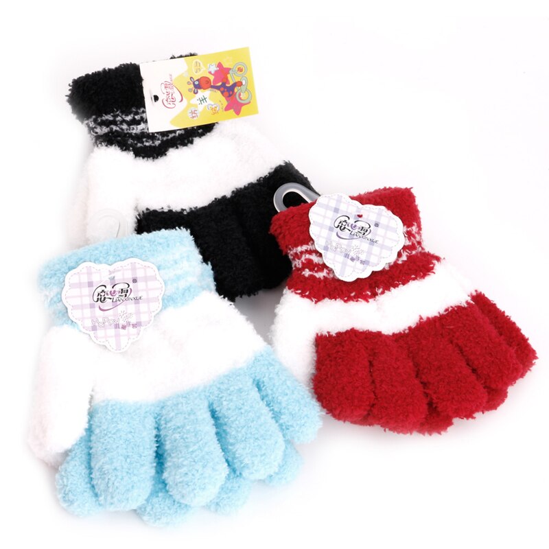 Cute Infant Baby Kid Full Finger Warm Winter Gloves Toddler Knit Rainbow Mittens
