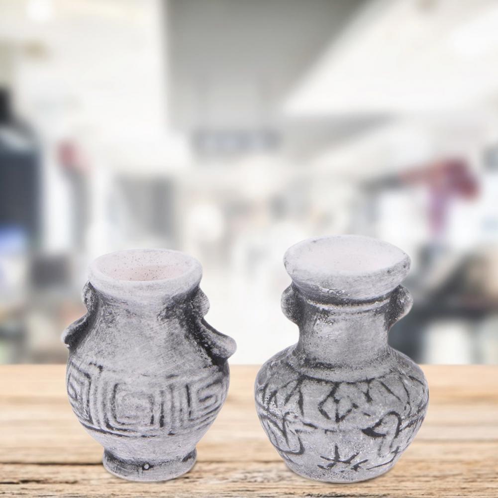 4Pcs Poppenhuis Vaas Miniatuur Handgemaakte Landschap Accessoire Keramische 1/12 Schaal Simulatie Poppenhuis Vaas Voor Tuin Scène