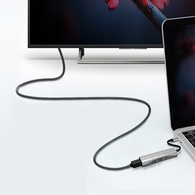 Aluminium 4 en 1 type-c Station d'accueil 4K HDMI USB 3.0/USB2.0 Hub adaptateur d'extension multifonction pour PC Mac book