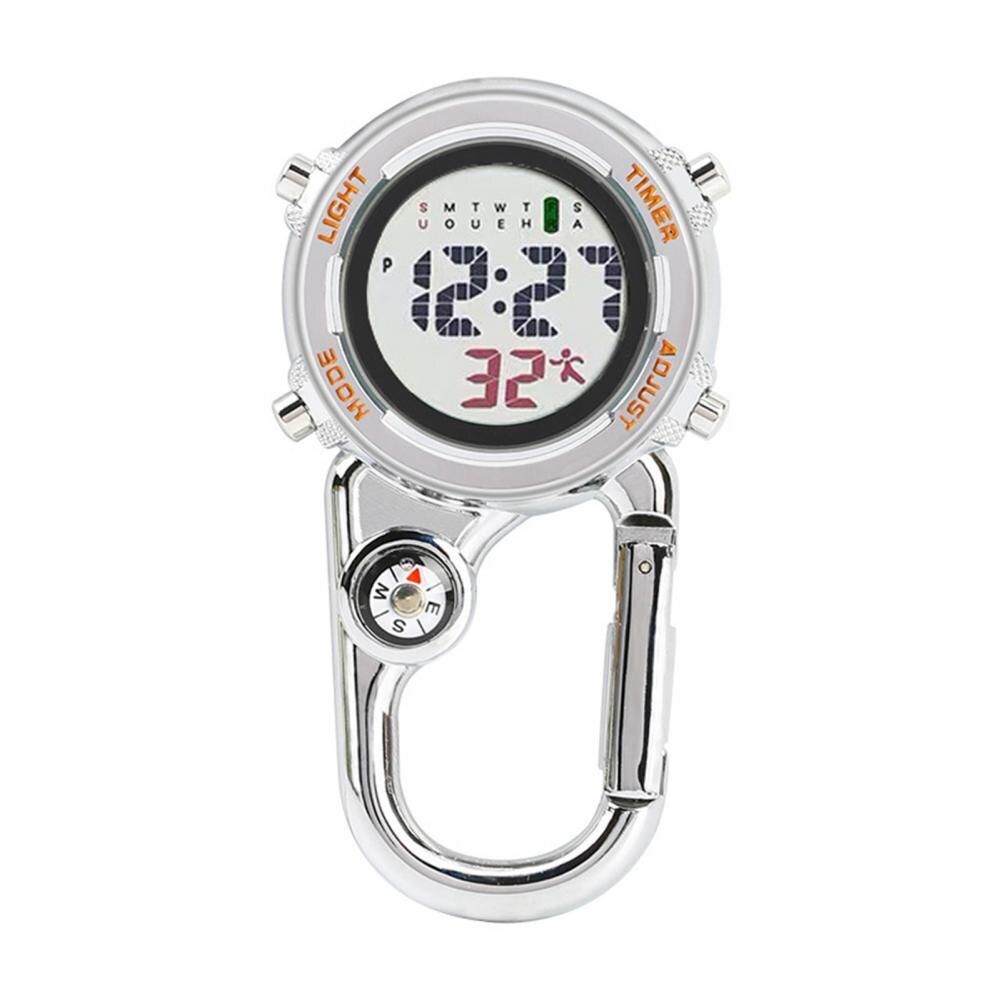 Digital Carabiner Watch Anti-oxidation Shock Resistance Anti-scratch Backpack Belt Pocket Clip on Watch for Outdoor